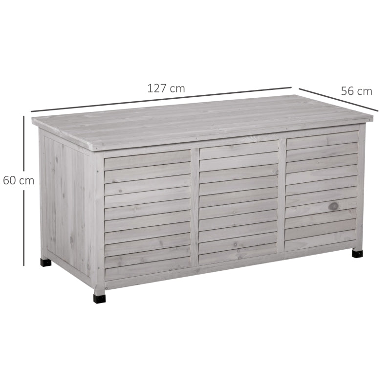 Tuinkist kussenbox 127x56x60 cm grijs hout voor comfort en slimme opslag