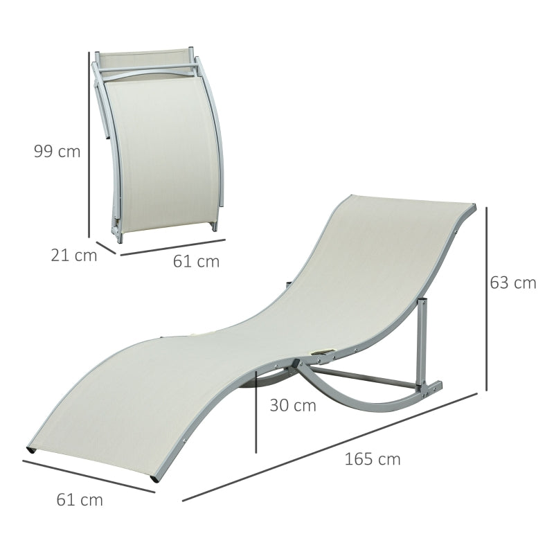 Set van 2 ligbedden aluminium beige 165x61x63 cm voor stijlvol comfort buiten