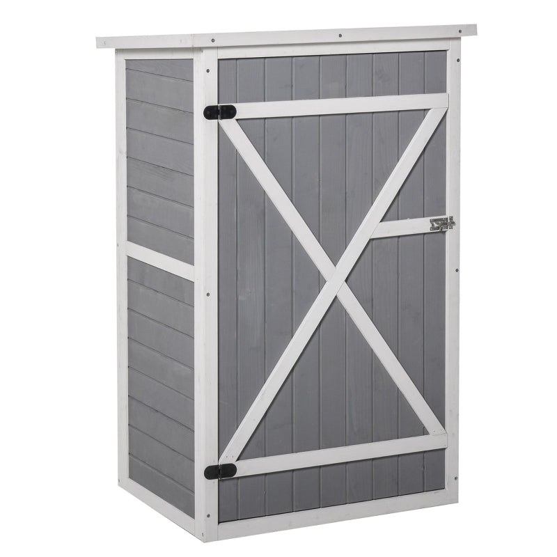 Grijs-witte houten tuinkast 75x56x115 cm voor compacte en stijlvolle tuinopslag