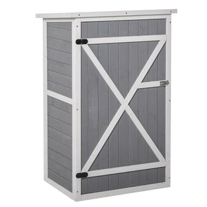 Grijs-witte houten tuinkast 75x56x115 cm voor compacte en stijlvolle tuinopslag met waterdichte coating en stevige constructie