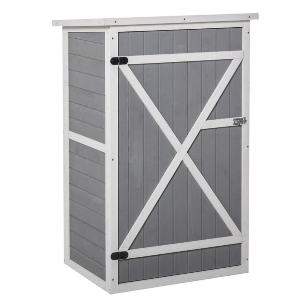 Grijs-witte houten tuinkast 75x56x115 cm voor compacte en stijlvolle tuinopslag