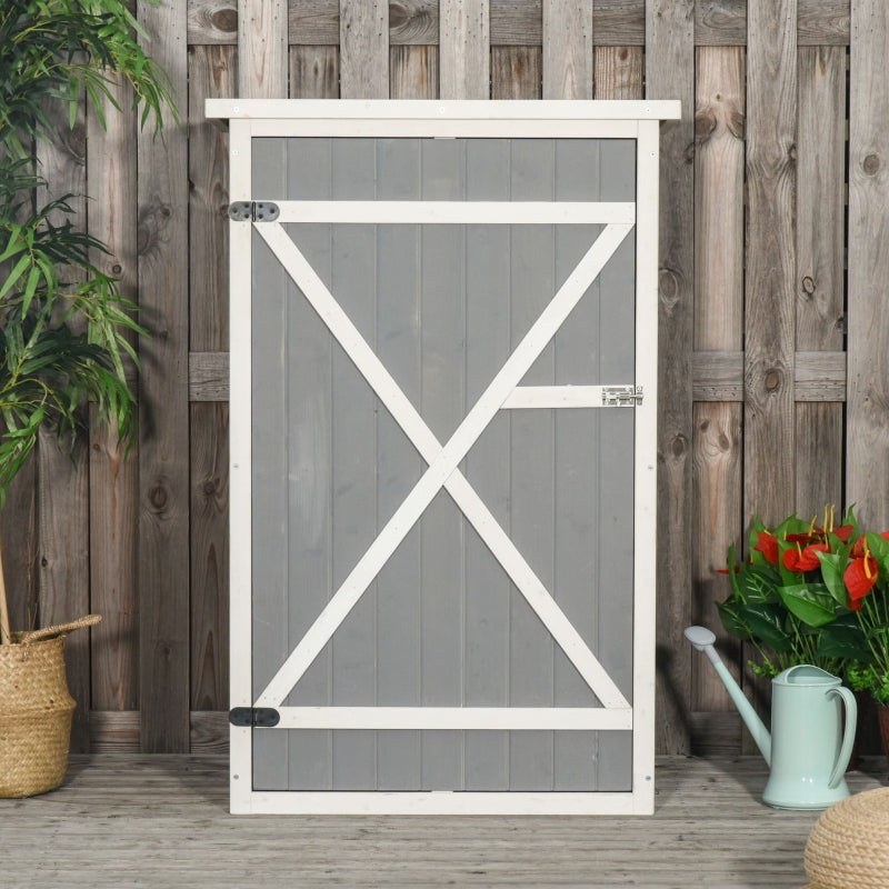 Grijs-witte houten tuinkast 75x56x115 cm voor compacte en stijlvolle tuinopslag