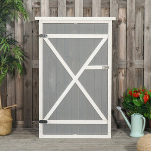 Grijs-witte houten tuinkast 75x56x115 cm voor compacte en stijlvolle tuinopslag met duurzame waterdichte coating