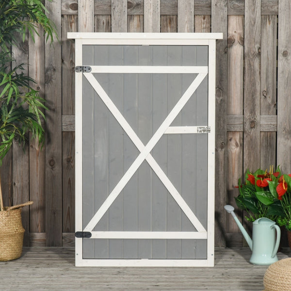 Grijs-witte houten tuinkast 75x56x115 cm voor compacte en stijlvolle tuinopslag