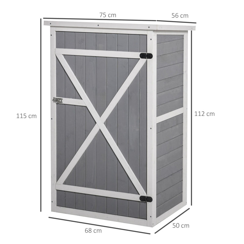 Grijs-witte houten tuinkast 75x56x115 cm voor compacte en stijlvolle tuinopslag