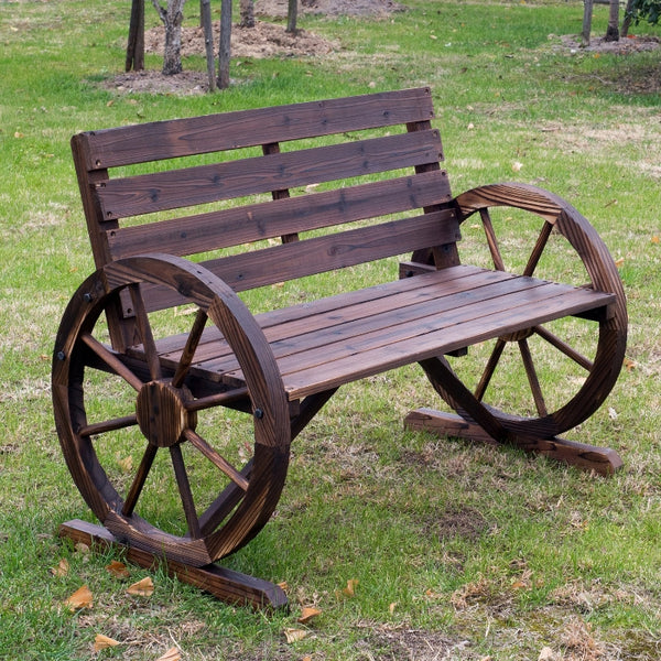 Landelijke houten tuinbank 106x56x75 cm bruin voor een warme en gezellige tuinsfeer