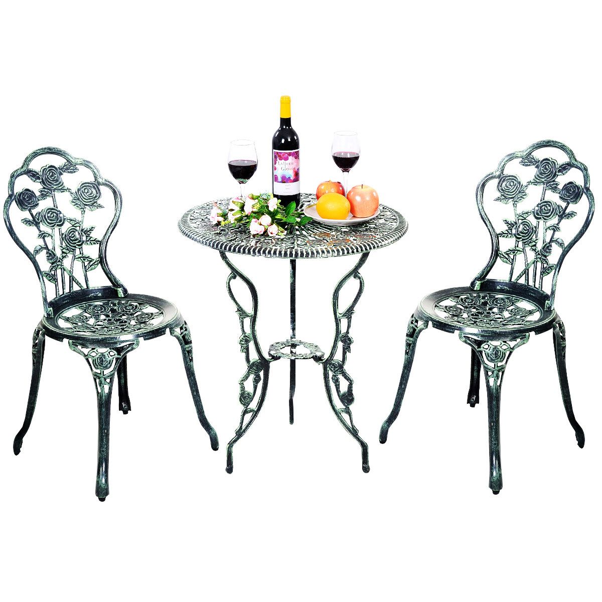 Balkonset bistroset 2 persoons antiek groen – 3-delig en stijlvol