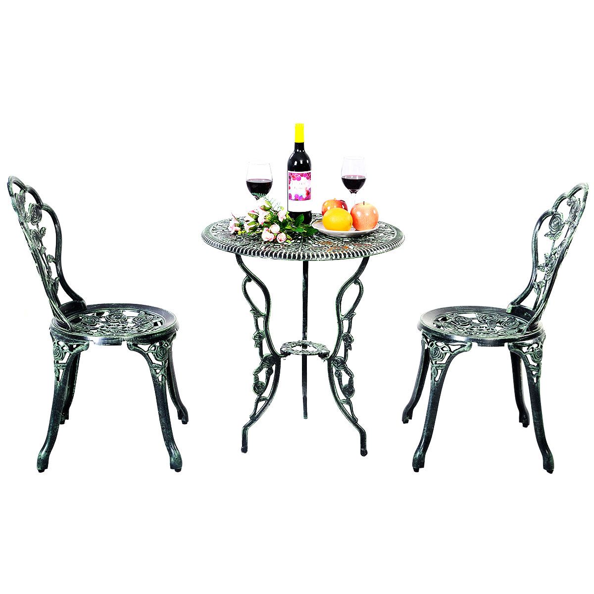 Balkonset bistroset 2 persoons antiek groen – 3-delig en stijlvol