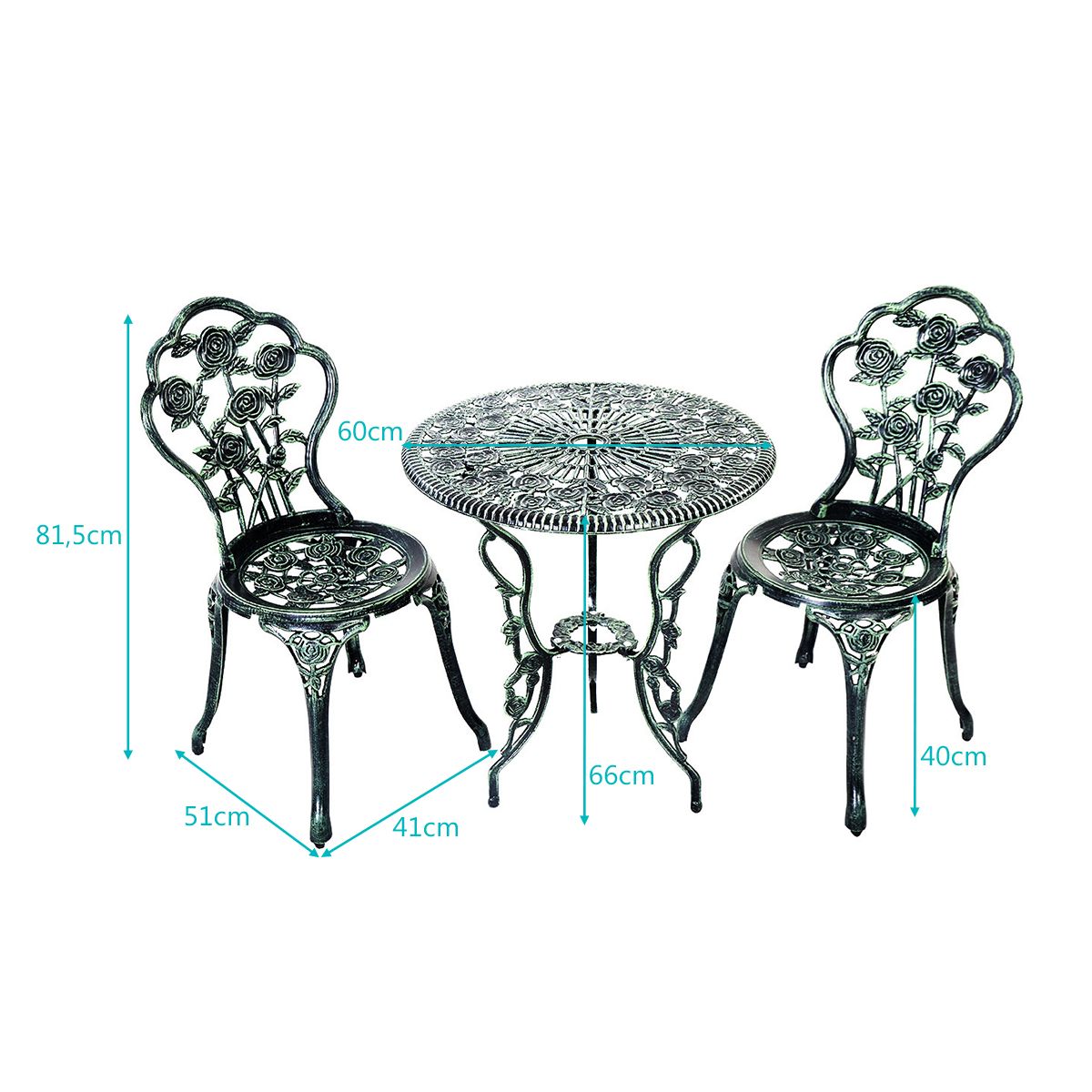 Balkonset bistroset 2 persoons antiek groen – 3-delig en stijlvol