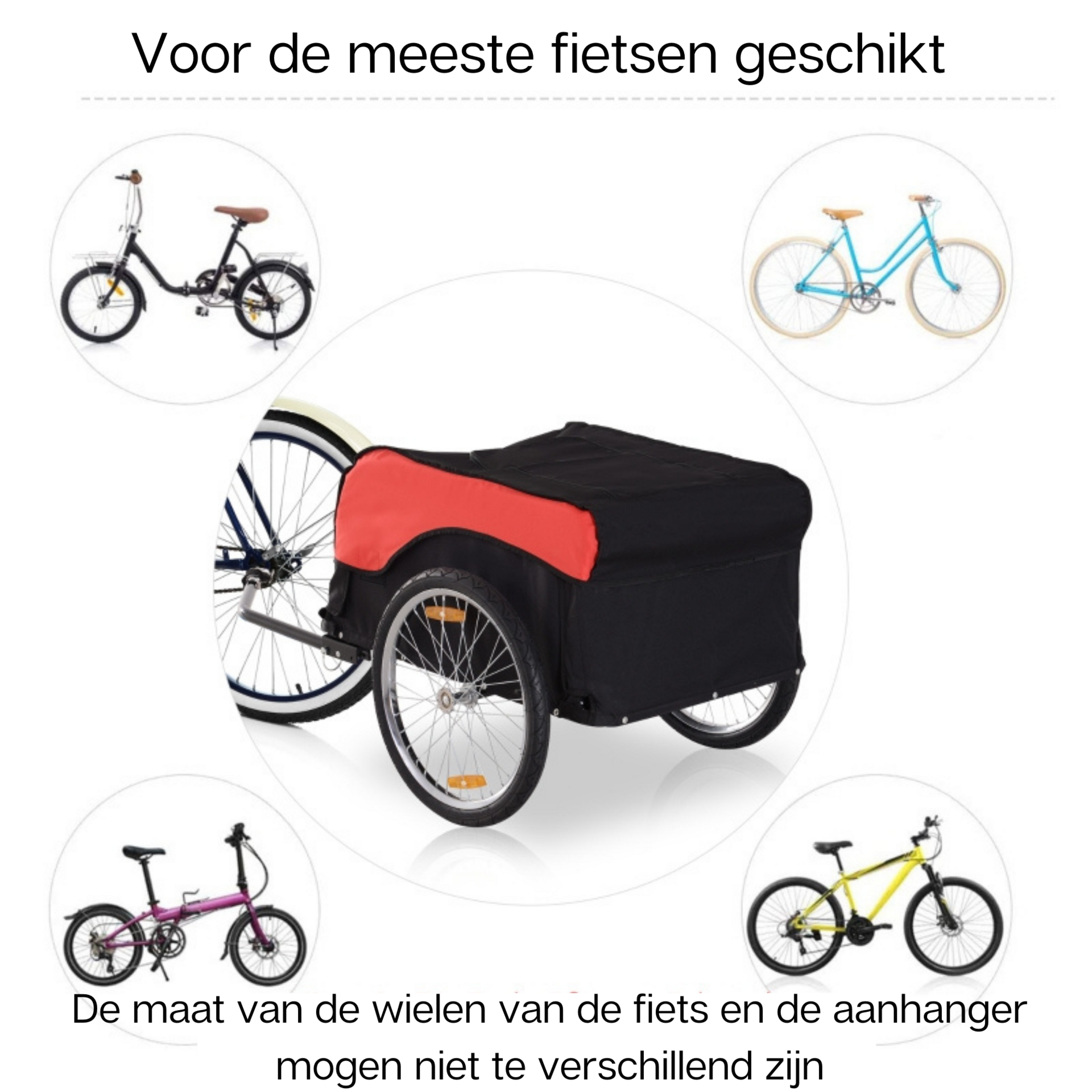 Dichte fietskar rood zwart tot 40 kg voor betrouwbaar en praktisch fietsvervoer