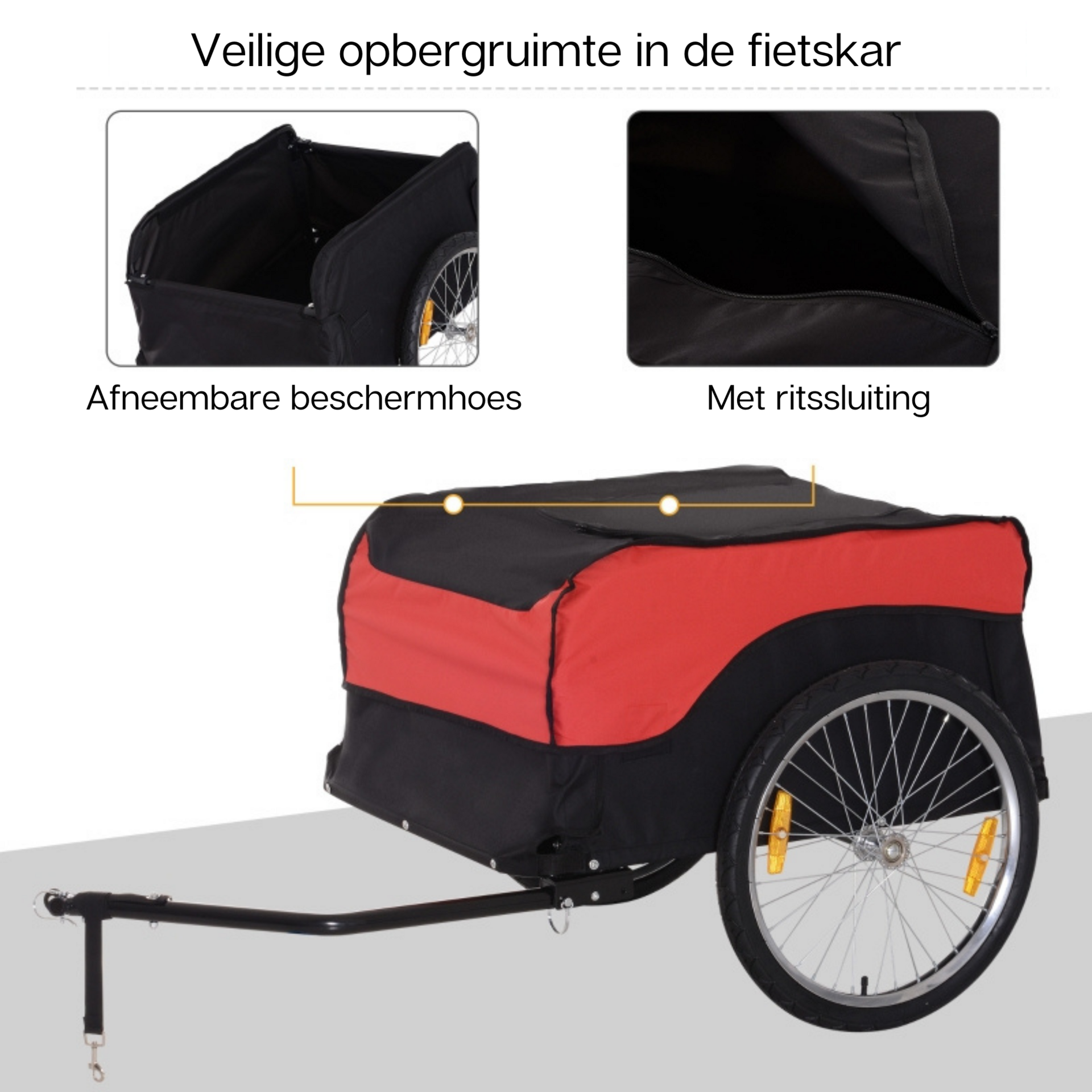 Dichte fietskar rood zwart tot 40 kg voor betrouwbaar en praktisch fietsvervoer