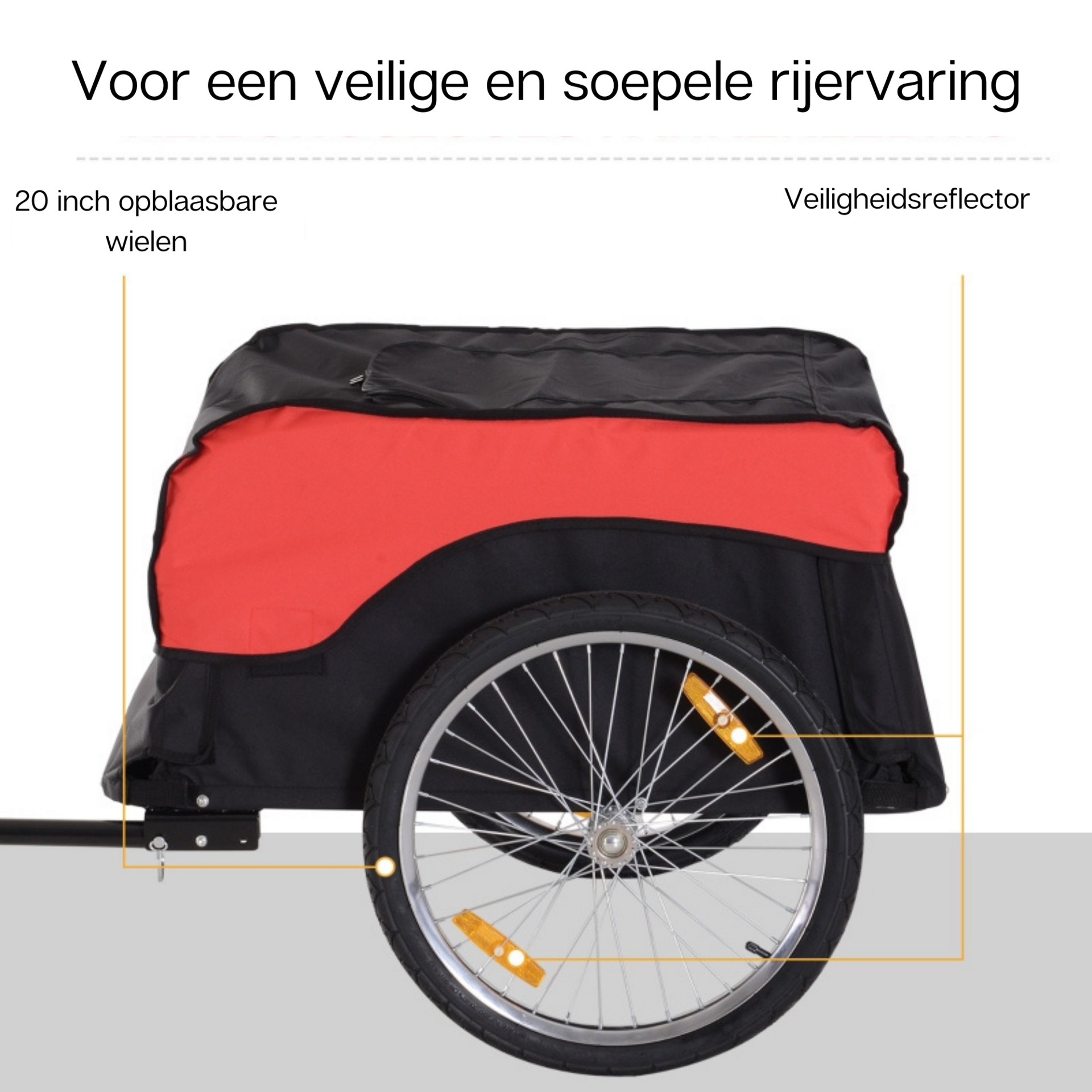 Dichte fietskar rood zwart tot 40 kg voor betrouwbaar en praktisch fietsvervoer