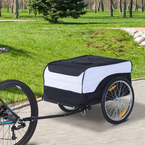 Stevige fietskar wit/zwart – compacte fietsaanhanger voor bagage, ideale ruimtebesparende oplossing voor dagelijks gebruik