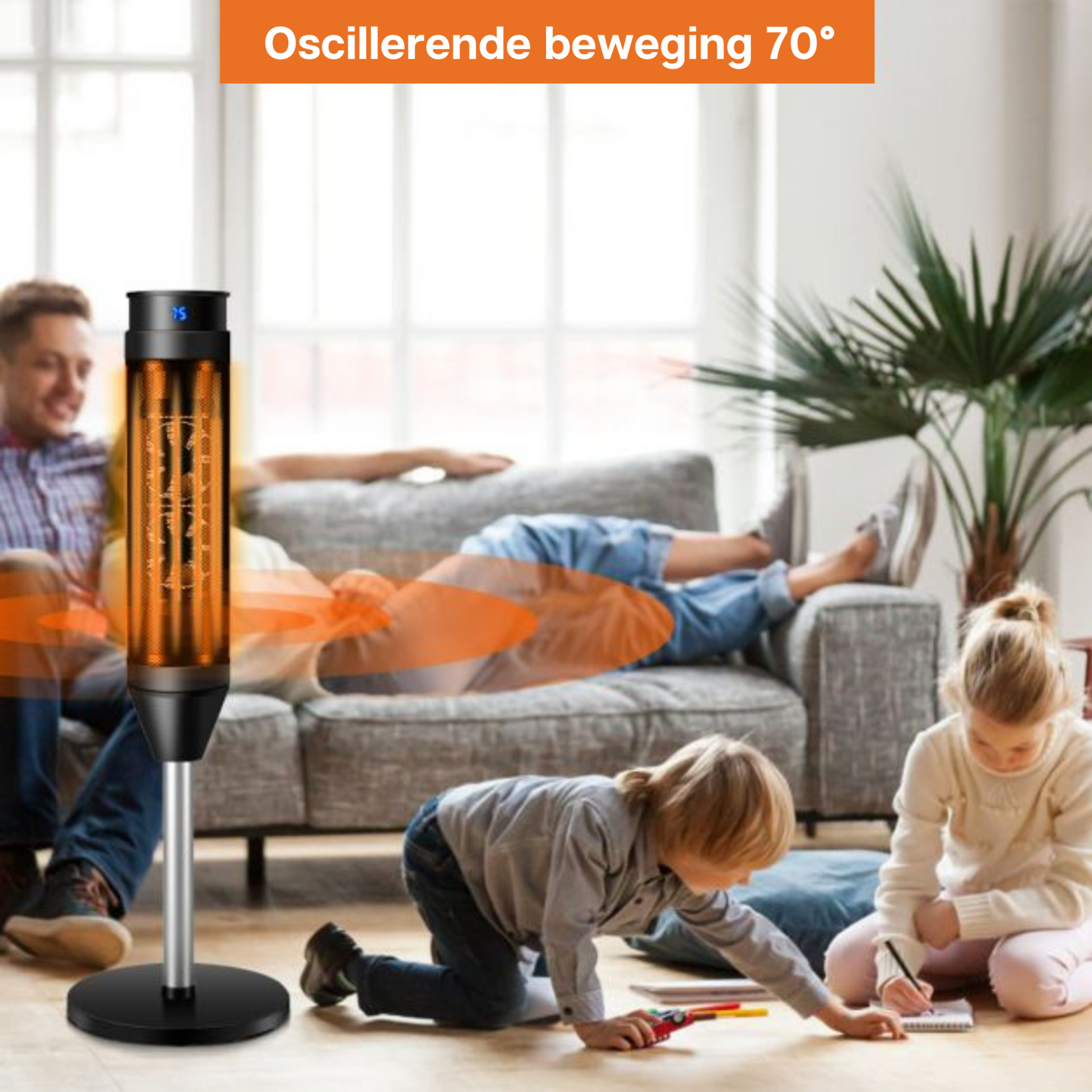 Efficiënte terrasverwarmer 2000 W met ventilator en afstandsbediening voor buitengebruik