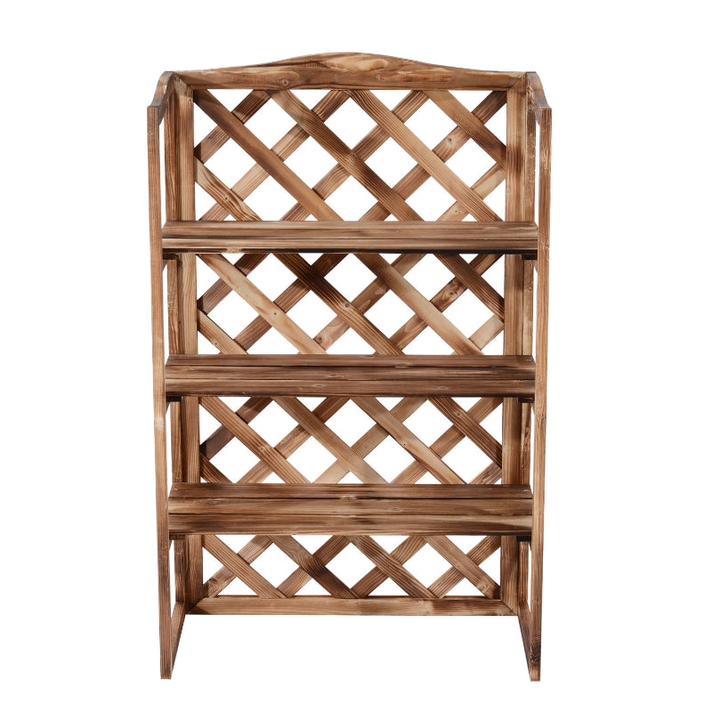 Hoog houten plantenrek met 3 treden 75x38x120 cm voor binnen en buiten