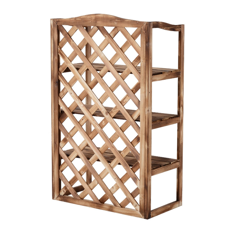 Hoog houten plantenrek met 3 treden 75x38x120 cm voor binnen en buiten