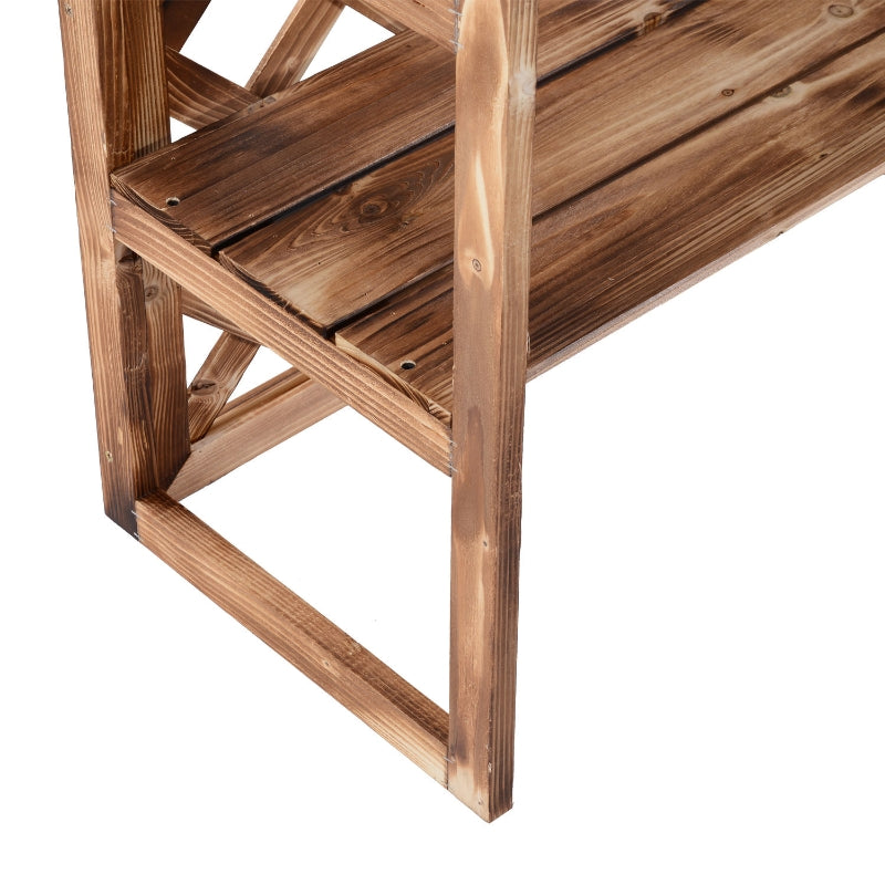 Hoog houten plantenrek met 3 treden 75x38x120 cm voor binnen en buiten