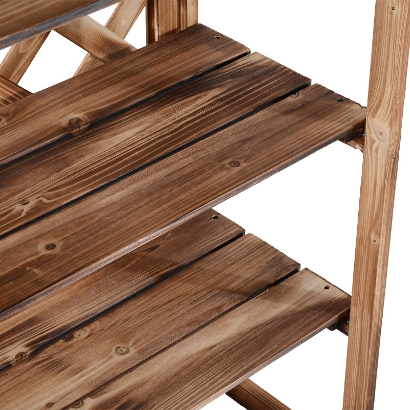 Hoog houten plantenrek met 3 treden 75x38x120 cm voor binnen en buiten