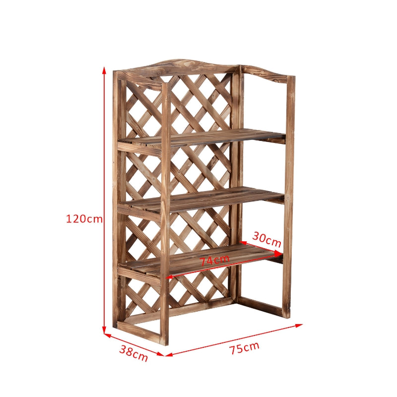 Hoog houten plantenrek met 3 treden 75x38x120 cm voor binnen en buiten