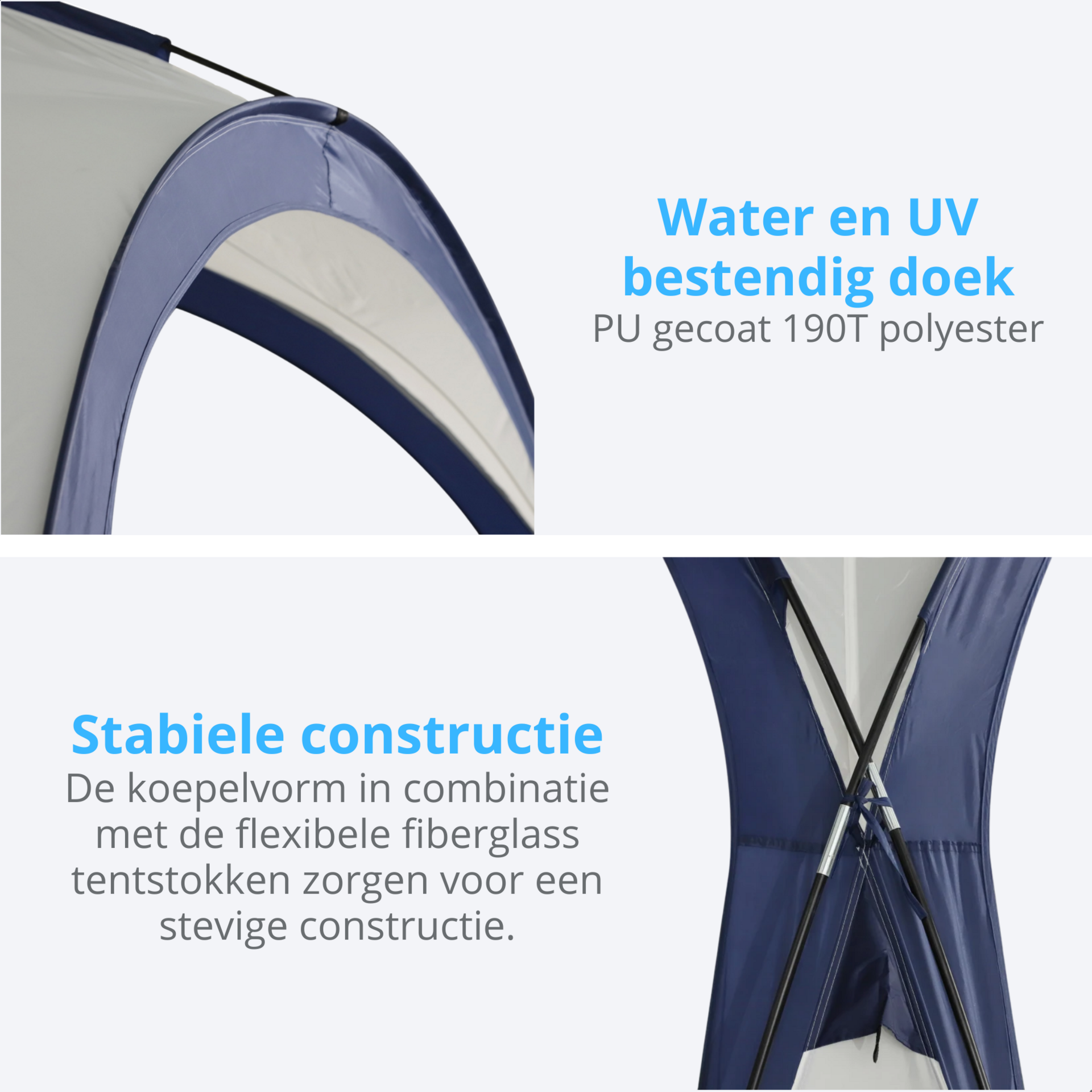 Cremewitte dome partytent 3,5x3,5 m met UV-bescherming voor tuin en terras