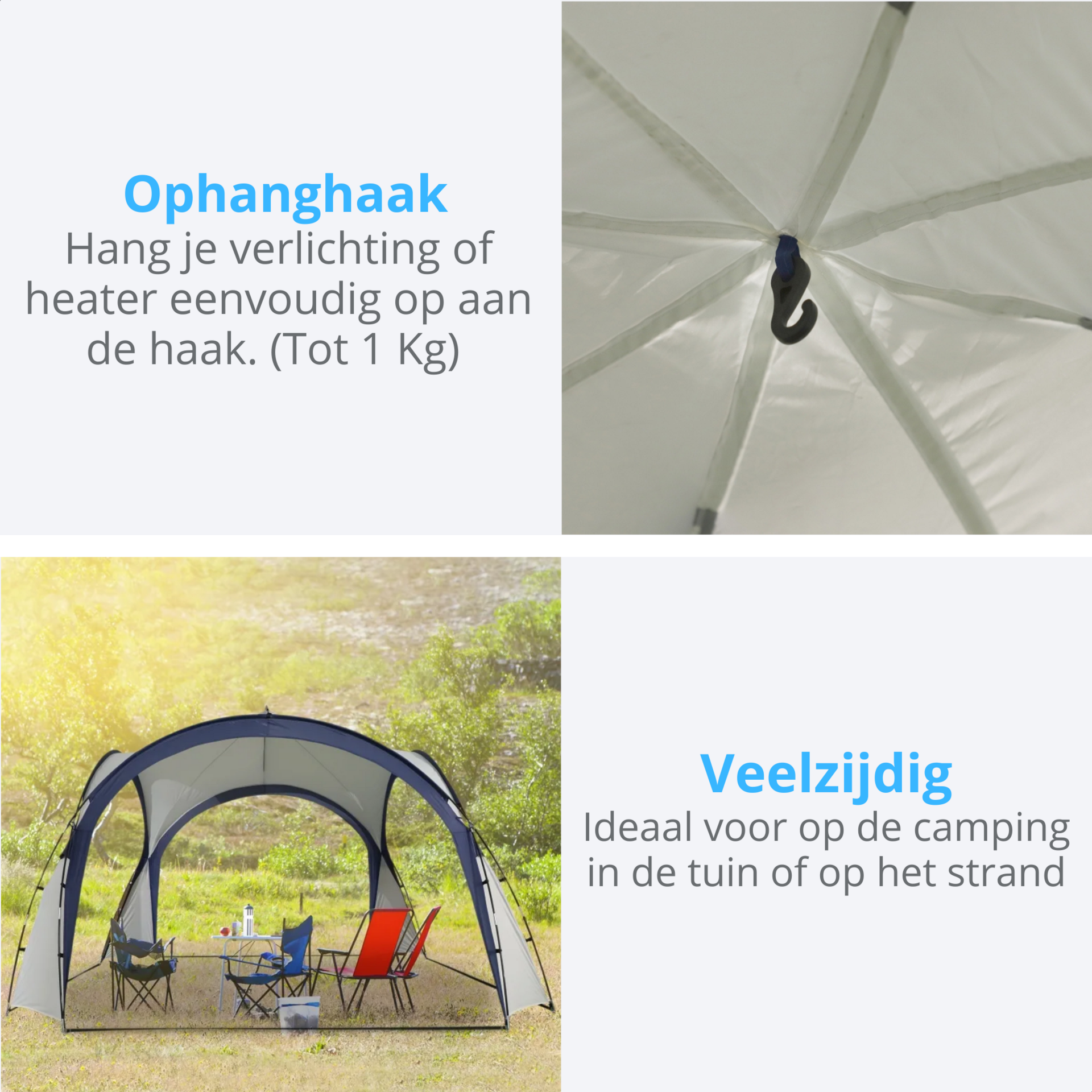 Cremewitte dome partytent 3,5x3,5 m met UV-bescherming voor tuin en terras