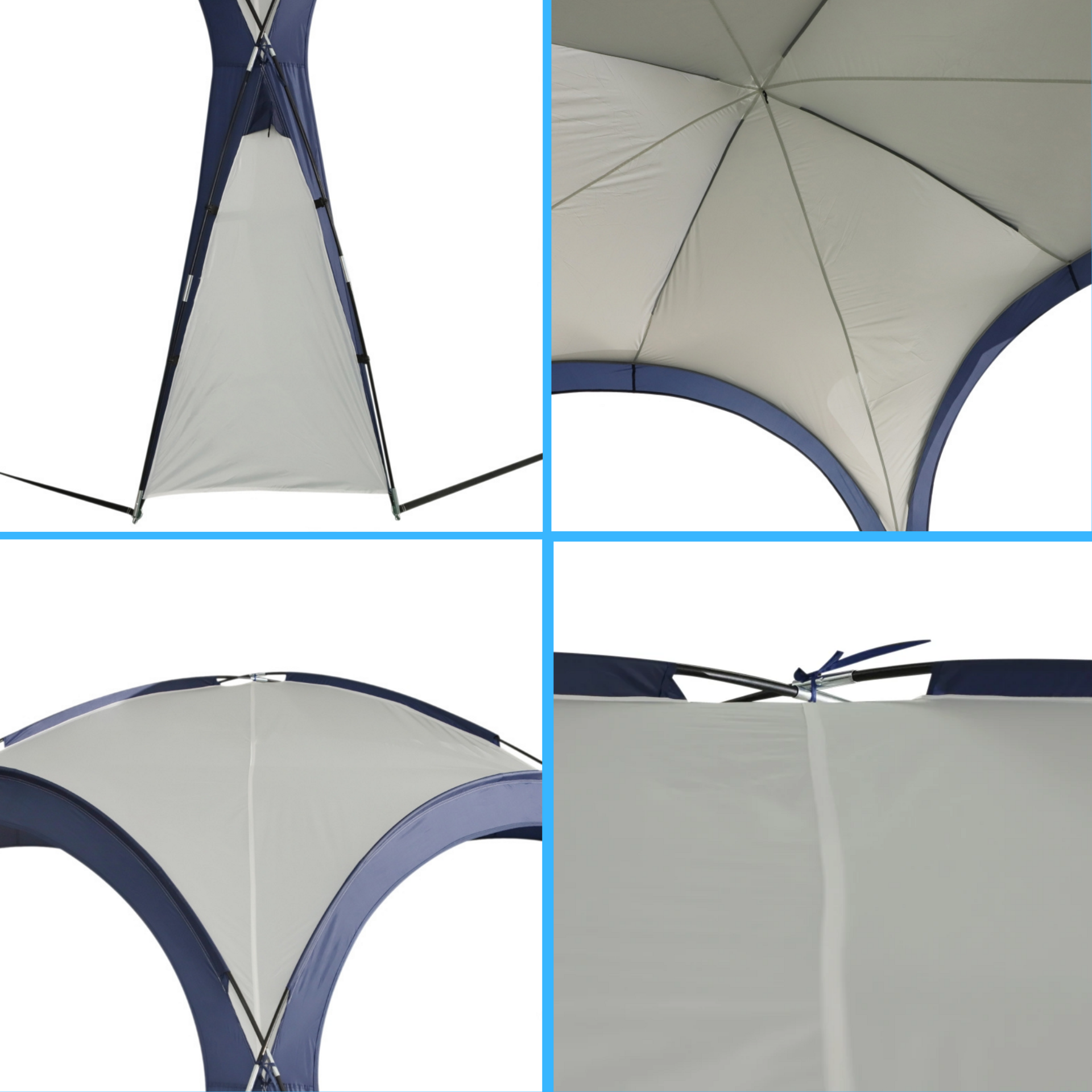 Cremewitte dome partytent 3,5x3,5 m met UV-bescherming voor tuin en terras
