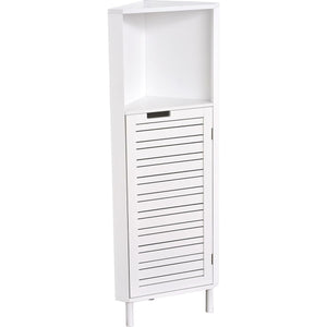 Witte kolomkast 118x30x30 cm voor slimme opbergruimte in de badkamerhoek met modern design en praktische deur