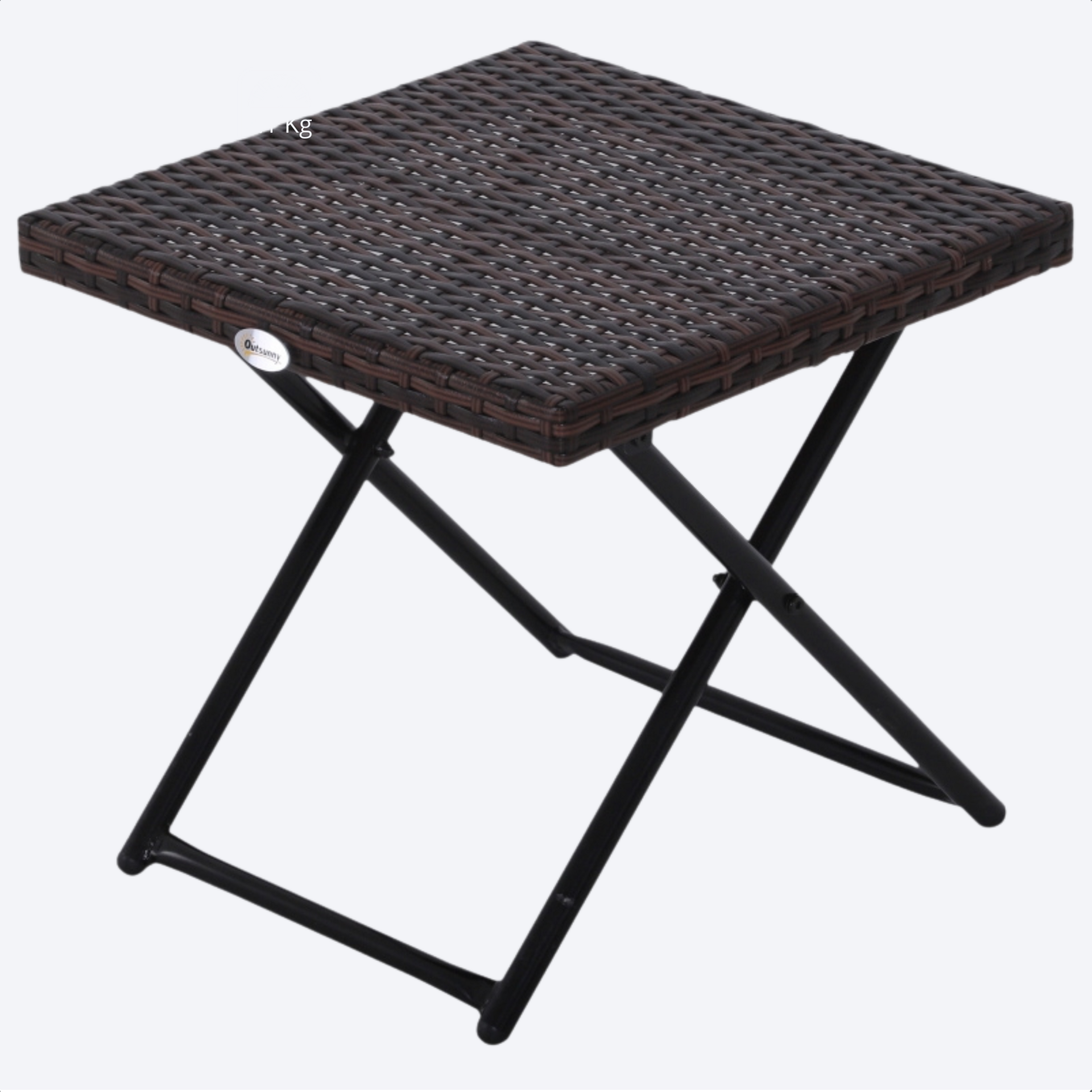 Compacte polyrattan bijzettafel 40x40x40 cm in bruin voor tuin, terras of balkon
