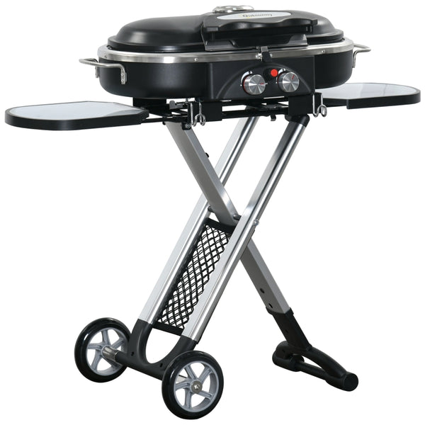 Gas BBQ met 2 branders – aluminium zwart/zilver 100×42×83 cm