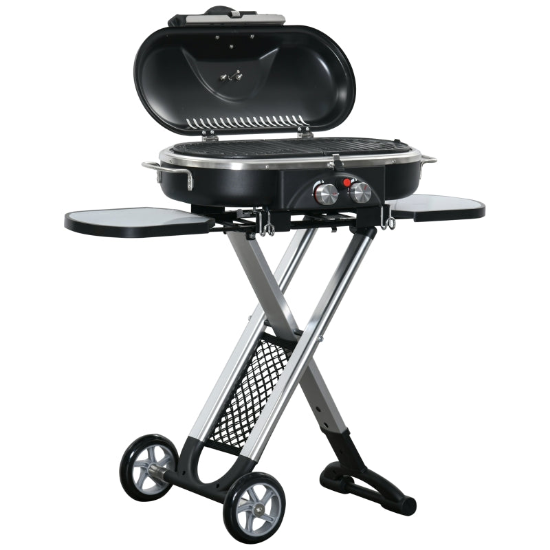 Gas BBQ met 2 branders – aluminium zwart/zilver 100×42×83 cm
