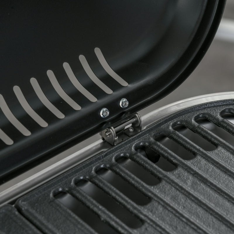 Gas BBQ met 2 branders – aluminium zwart/zilver 100×42×83 cm