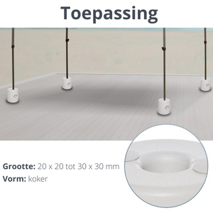 Partytent voetgewichten (set van 4, wit) – stabiliteit voor paviljoens, koker vorm, eenvoudig te vullen met water of zand