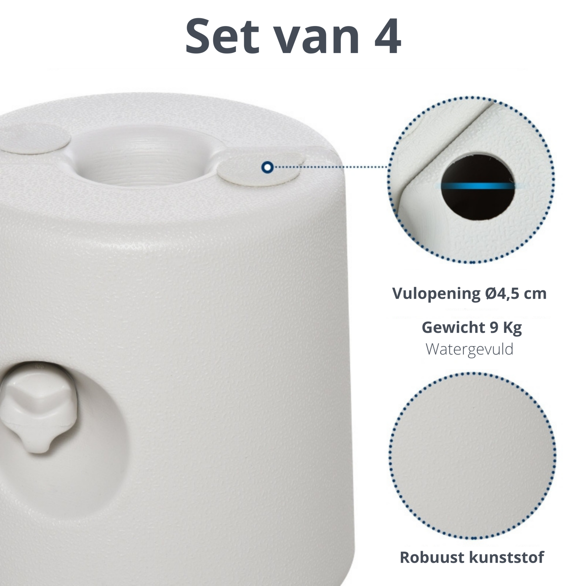Partytent voetgewichten (set van 4, wit)