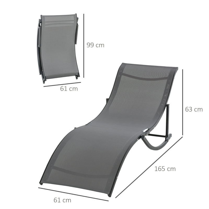 Set van 2 aluminium ligbedden 165x61x63 cm grijs voor comfortabel loungen in de buitenlucht