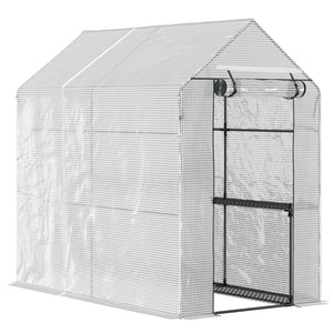 Kweekkas tuinkas 120×186×190 cm – foliekas en broeikas in één met stevig stalen frame en oproldeur voor bescherming planten
