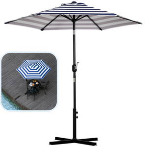 Stijlvolle blauwe balkon parasol Ø2,27x2,25m – knikbaar met handslinger, ideaal voor terras en balkon schaduwplekken