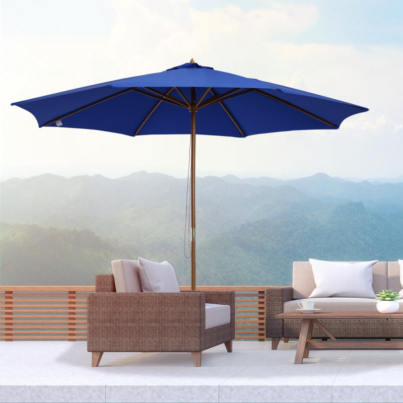 Blauwe balkon parasol 300x245 cm – knikbaar met UV-bescherming