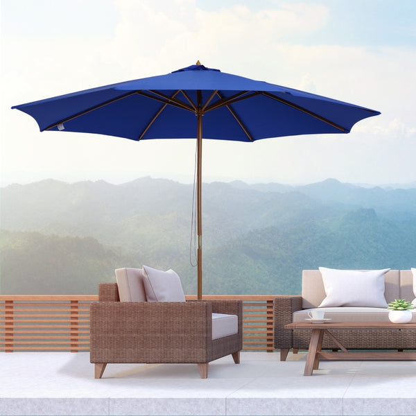 Blauwe balkon parasol 300x245 cm – knikbaar met UV-bescherming