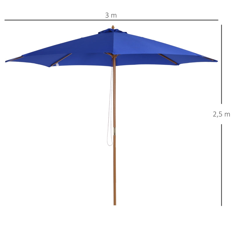 Blauwe balkon parasol 300x245 cm – knikbaar met UV-bescherming
