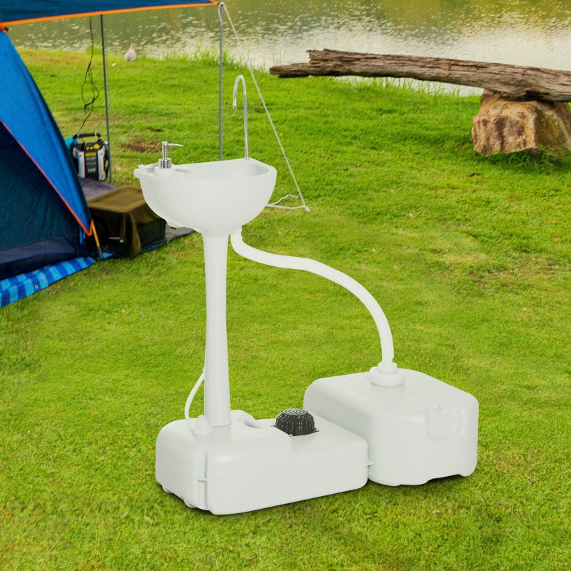 Draagbare camping wastafel 24 liter in grijs voor handig wassen onderweg