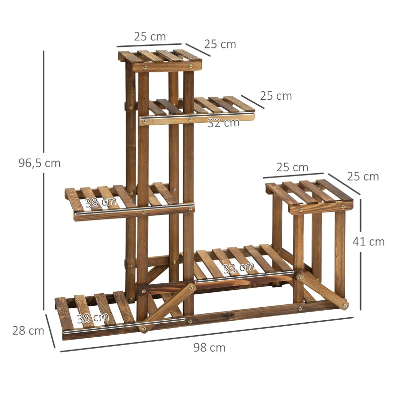 6-treden plantenstandaard van hout 98x28x97 cm voor een mooie groene inrichting