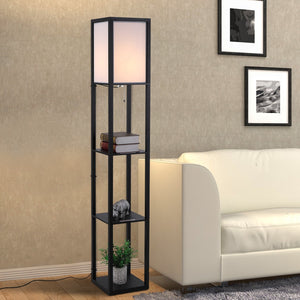 Zwarte vloerlamp 160 cm met geïntegreerde opbergruimte voor meer sfeer en organisatie | Zenzee in modern interieur