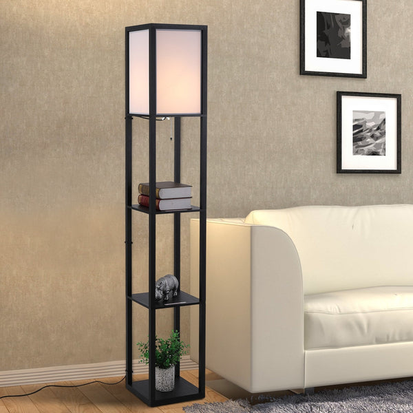 Zwarte vloerlamp 160 cm met geïntegreerde opbergruimte voor meer sfeer en organisatie