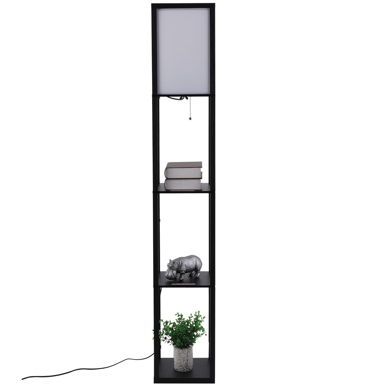 Zwarte vloerlamp 160 cm met geïntegreerde opbergruimte voor meer sfeer en organisatie