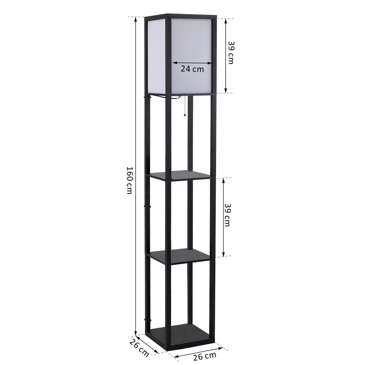Zwarte vloerlamp 160 cm met geïntegreerde opbergruimte voor meer sfeer en organisatie
