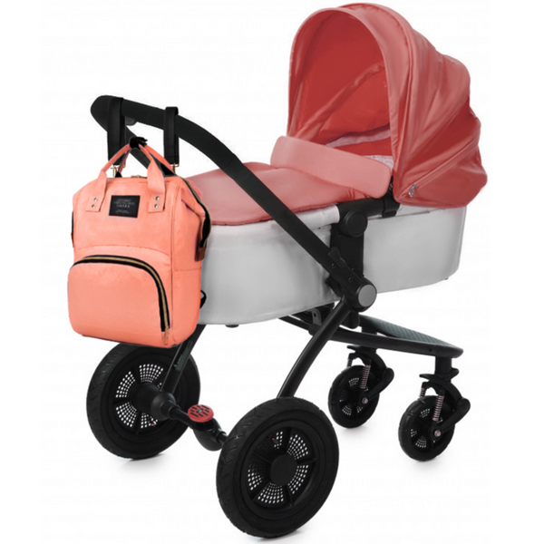Ruime roze luiertas rugzak 30 liter met kinderwagenhaken en geïsoleerd vak