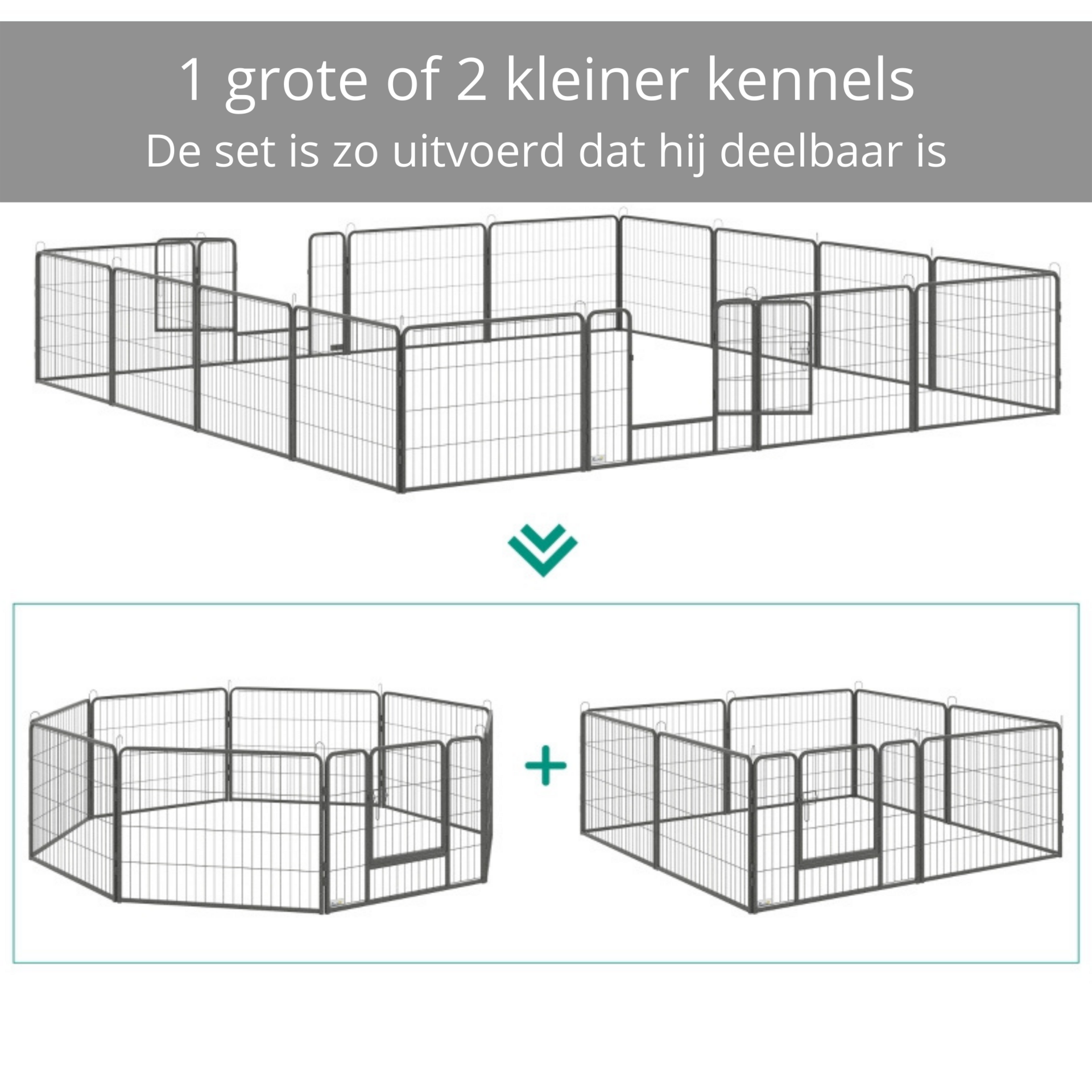 Stalen hondenkennel XXL – 320 x 320 x 60 cm puppyren