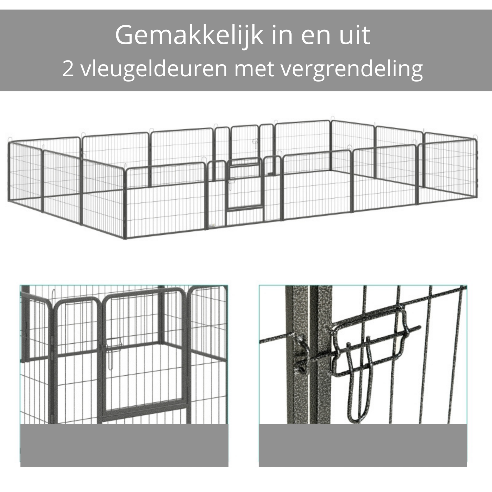 Stalen hondenkennel XXL – 320 x 320 x 60 cm puppyren