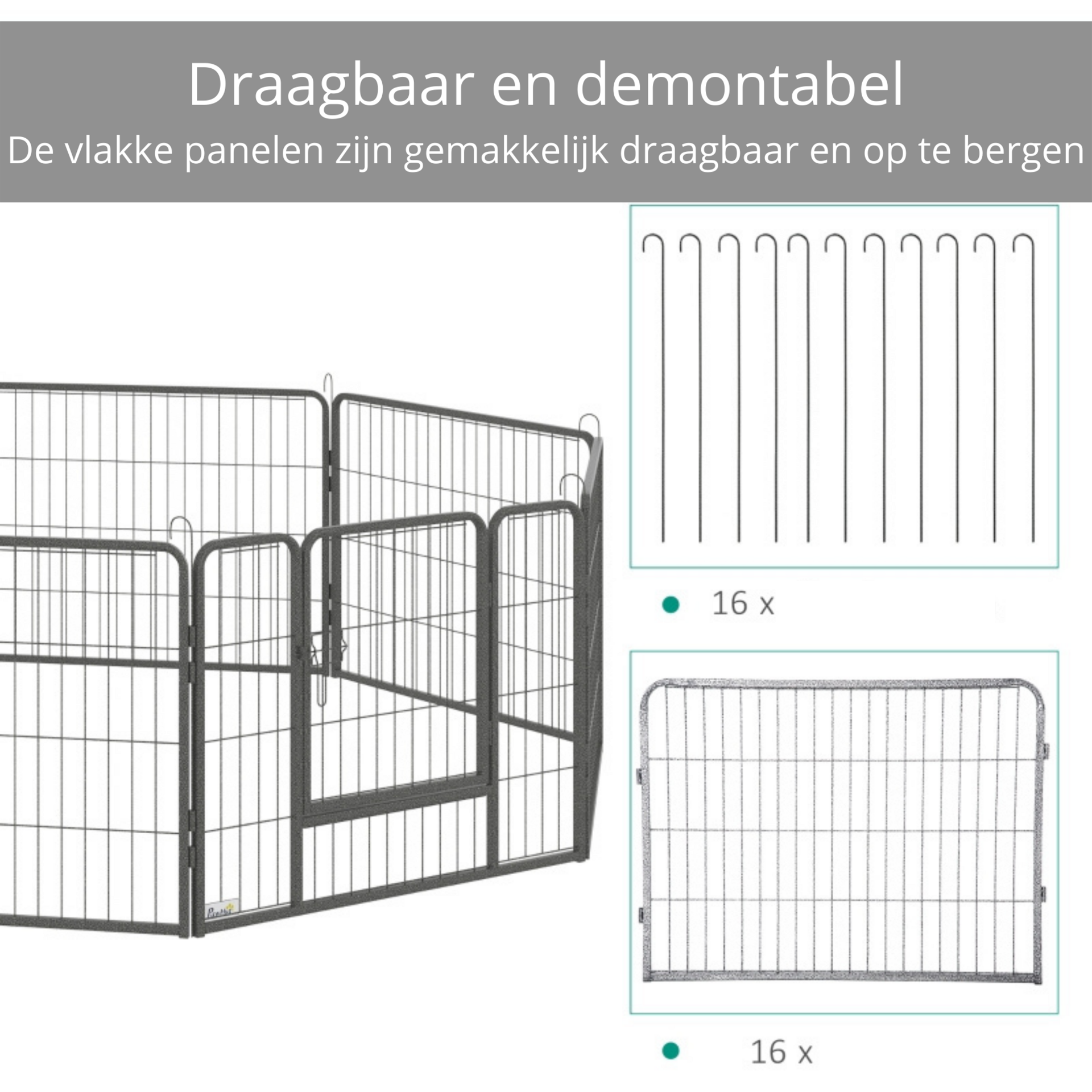 Stalen hondenkennel XXL – 320 x 320 x 60 cm puppyren