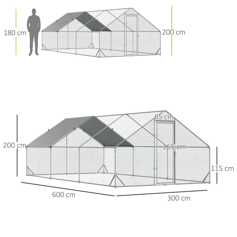 Ruim stalen kippenhok 3x6x2 meter voor 12 tot 18 kippen